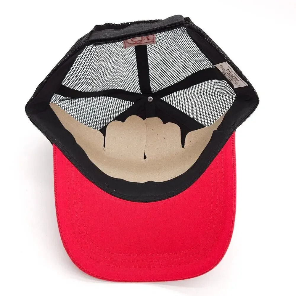 General Tire Mesh Strapback Trucker Patch Hat Ball Cap‎ Red Black Adjustable New